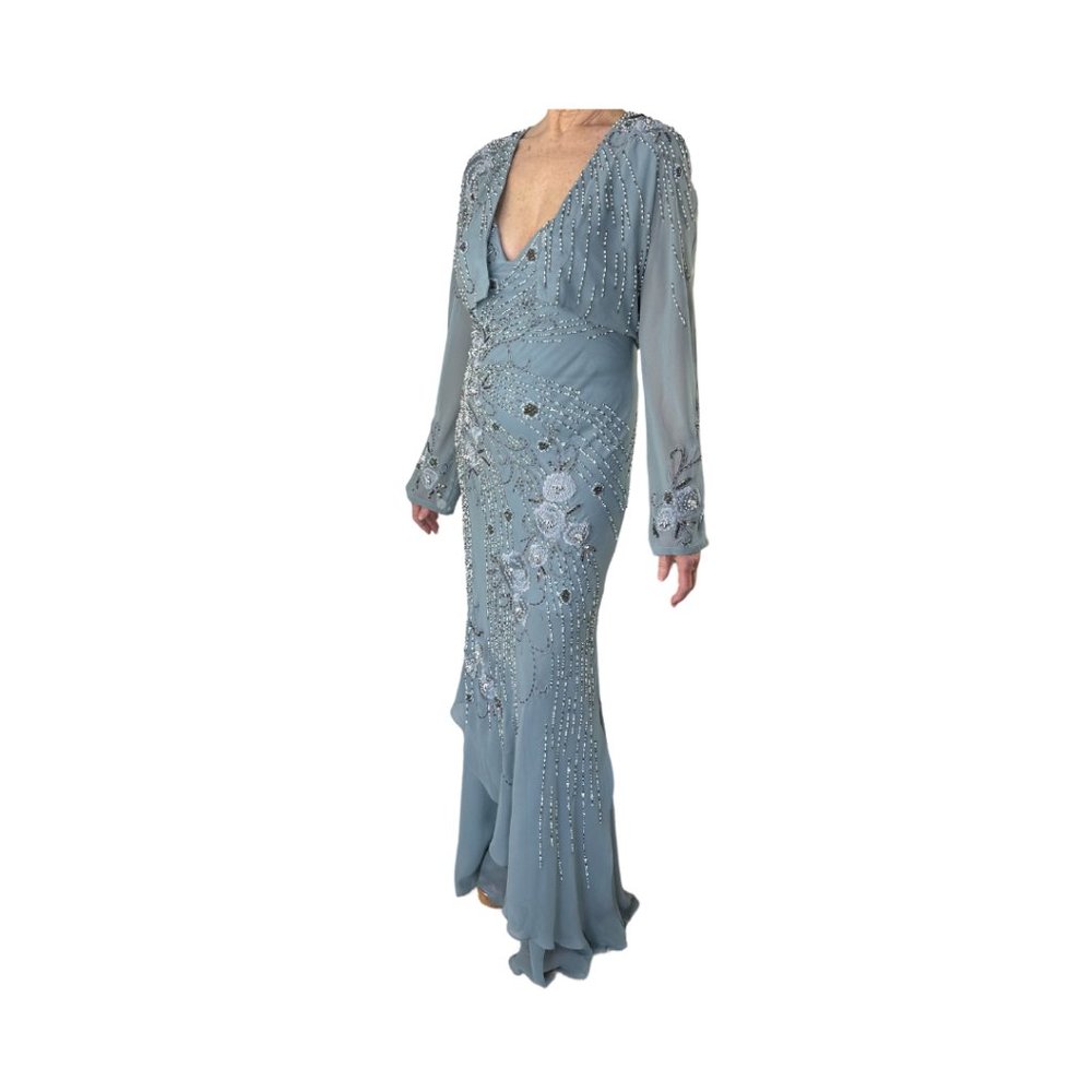 Sue Wong Nocturne Beaded Silk Gown with Jacket Size 8